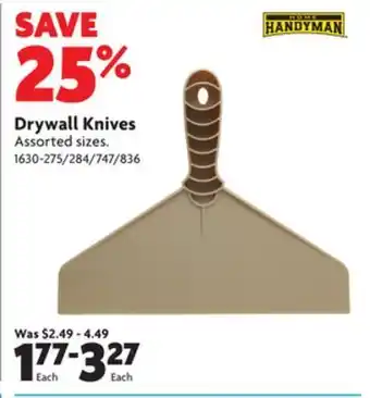 Home Hardware Drywall knives offer