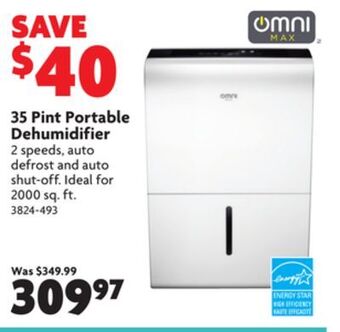 Home Hardware 35 pint portable dehumidifier offer