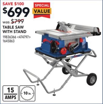 RONA Bosch table saw with stand offer