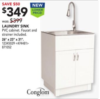 RONA Conglom laundry sink 26" x 23" x 31" offer