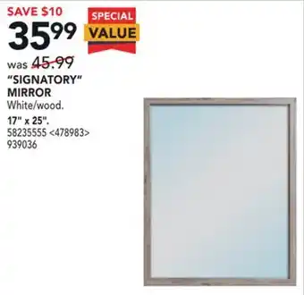 "signatory" mirror, 17" x 25".