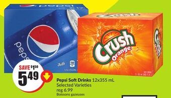 FreshCo Pepsi soft drinks 12x355 ml selected varieties offer