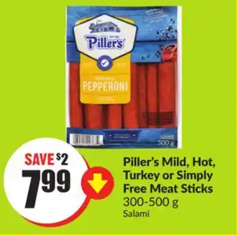 FreshCo Piller's mild, hot, turkey or simply fre meat sticks 300-500 g offer