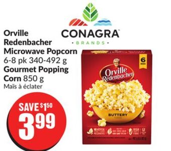 FreshCo Orville redenbacher microwave popcorn 6-8 pk 340-492 g gourmet popping corn 850 g offer