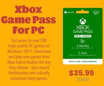 GameStop Xbox game pass for pc 3-month membership offer