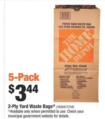 Home Depot 2-ply yard waste bags‡‡ offer