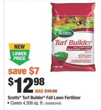 Home Depot Scotts® turf builder® fall lawn fertilizer offer