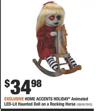 Home Depot Home accents holiday® animated led-lit haunted doll on a rocking horse offer