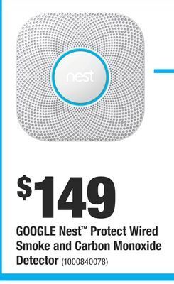 Home Depot Google nest™ protect wired smoke and carbon monoxide detector offer
