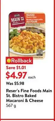 Walmart Reser's fine foods main st. bistro baked macaroni & cheese offer