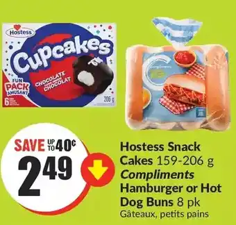 FreshCo Hostess snack cakes, compliments hamburger or hot dog buns offer