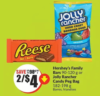 FreshCo Hershey's family bars or jolly rancher candy peg bag offer