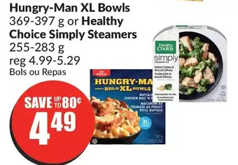 FreshCo Hungry-man xl bowls or healthy choice simply steamers offer