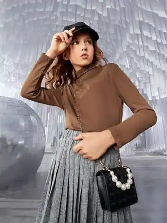 SheIn Shein girls ribbed knit turtleneck tee offer