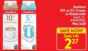 Walmart Sealtest 10% or 5% cream or buttermilk offer