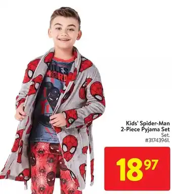 Walmart Kids' spider-man 2-piece pyjama set offer