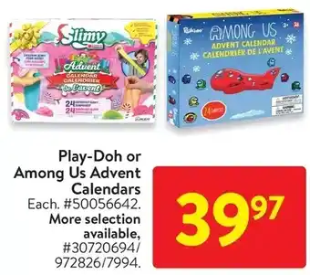 Walmart Play-doh or among us advent calendars offer