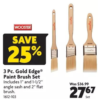 Home Hardware 3 pc. gold edge paint brush set offer