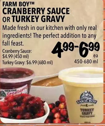Farm boy cranberry sauce or turkey gravy