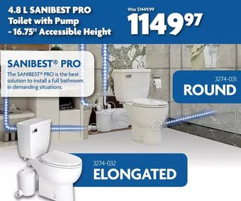 Home Hardware 4.8 l sanibest pro toilet with pump - 16.75" accessible height offer