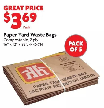 Home Hardware Paper yard waste bags offer