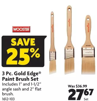Home Hardware 3 pc. gold edge paint brush set offer