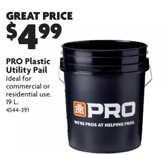 Home Hardware Pro plastic utility pail offer