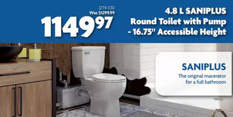 Home Hardware 4.8 l saniplus round toilet with pump - 16.75" accessible height offer