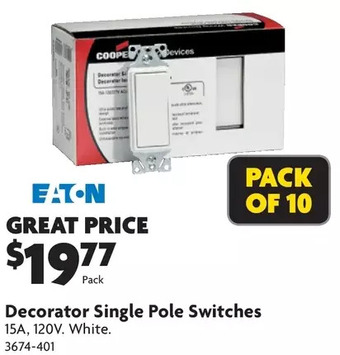 Home Hardware Decorator single pole switches offer
