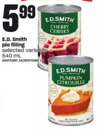 Loblaws E.d. smith pie filling offer
