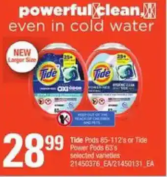 Loblaws Tide pods or tide power pods 63's offer