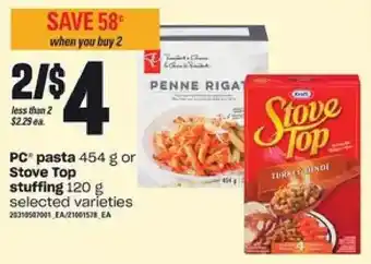 Loblaws Pc pasta or stove top stuffing offer