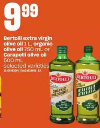 Loblaws Bertolli extra virgin olive oil, organic olive oil or carapelli olive oil offer