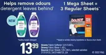 Loblaws Downy fabric softener | downy fabric rinse | bounce dryer sheets offer