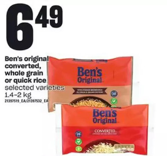 Zehrs Markets Ben's original converted, whole grain or quick rice offer