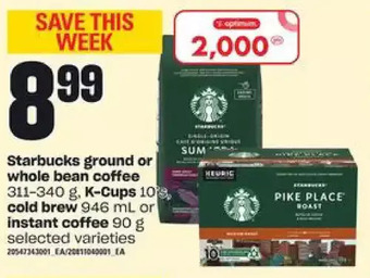 Independent Grocer Starbucks ground or whole bean coffee, k-cups, cold brew or instant coffee offer