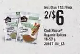 Independent Grocer Club house organic spices offer