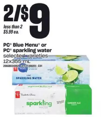 Independent Grocer Pc blue menu or pc sparkling water offer