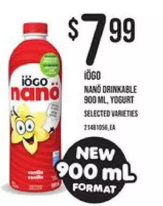 Independent Grocer Iögo nanö drinkable, yogurt offer