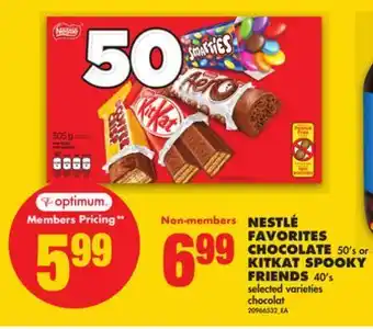 No Frills Nestlé favorites chocolate, 50's or kitkat spooky friends, 40's offer