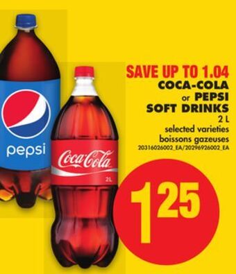 No Frills Coca-cola or pepsi soft drinks, 2 l offer