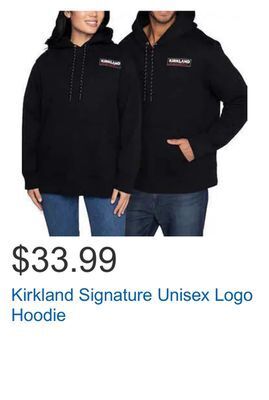 Costco Kirkland signature unisex logo hoodie offer