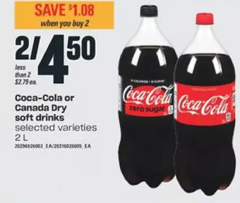 Valu-mart Coca-cola or canada dry soft drinks offer