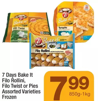 Highland Farms 7 days bake it filo rollini, filo twist or pies offer
