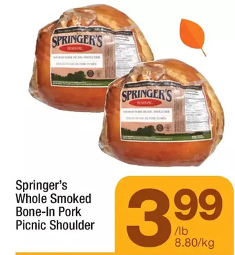 Highland Farms Springer's whole smoked bone-in pork picnic shoulder offer