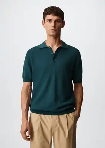 Mango Textured cotton polo shirt offer