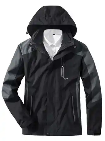 SheIn Men letter graphic zip pocket drawstring hooded jacket without shirt offer