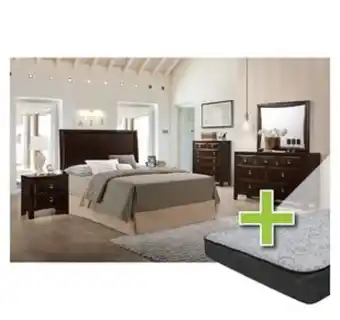Aaron's 7 - piece franklin queen bedroom set w/ woodhaven 8" tight top mattress, foundation & protectors offer