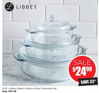 Kitchen Stuff Plus 6 pc. libbey baker's basics glass casserole set offer