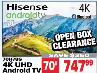 2001 Audio Video Hisense 70" 4k uhd andriod tv offer